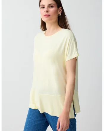 Tricou cu slituri laterale, Galben pal