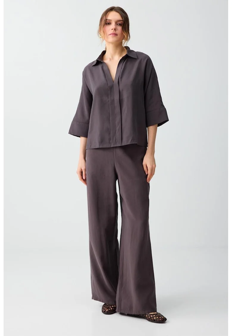 Pantaloni drepti uni cu talie medie, Violet