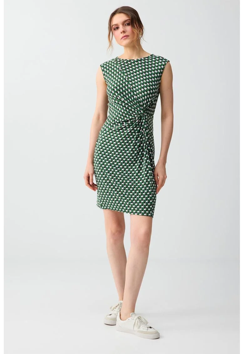 Rochie fara maneci cu detaliu innodat frontal, Verde pal