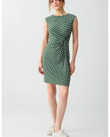 Rochie fara maneci cu detaliu innodat frontal, Verde pal
