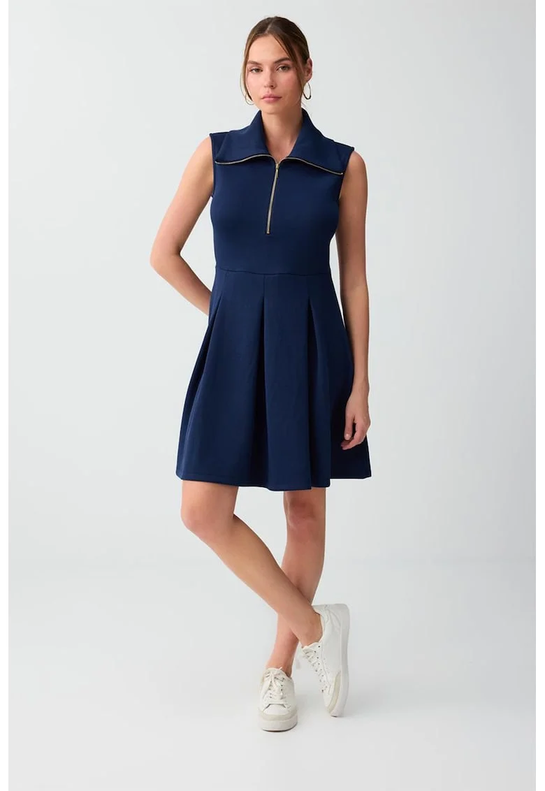 Rochie mini evazata cu fermoar scurt, Bleumarin
