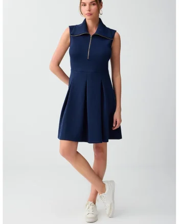 Rochie mini evazata cu fermoar scurt, Bleumarin