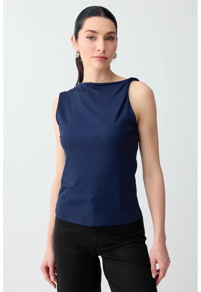 Bluza fara maneci cu decolteu barcuta, Albastru inchis