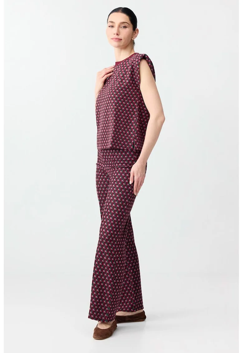 Pantaloni cu model geometric, Violet