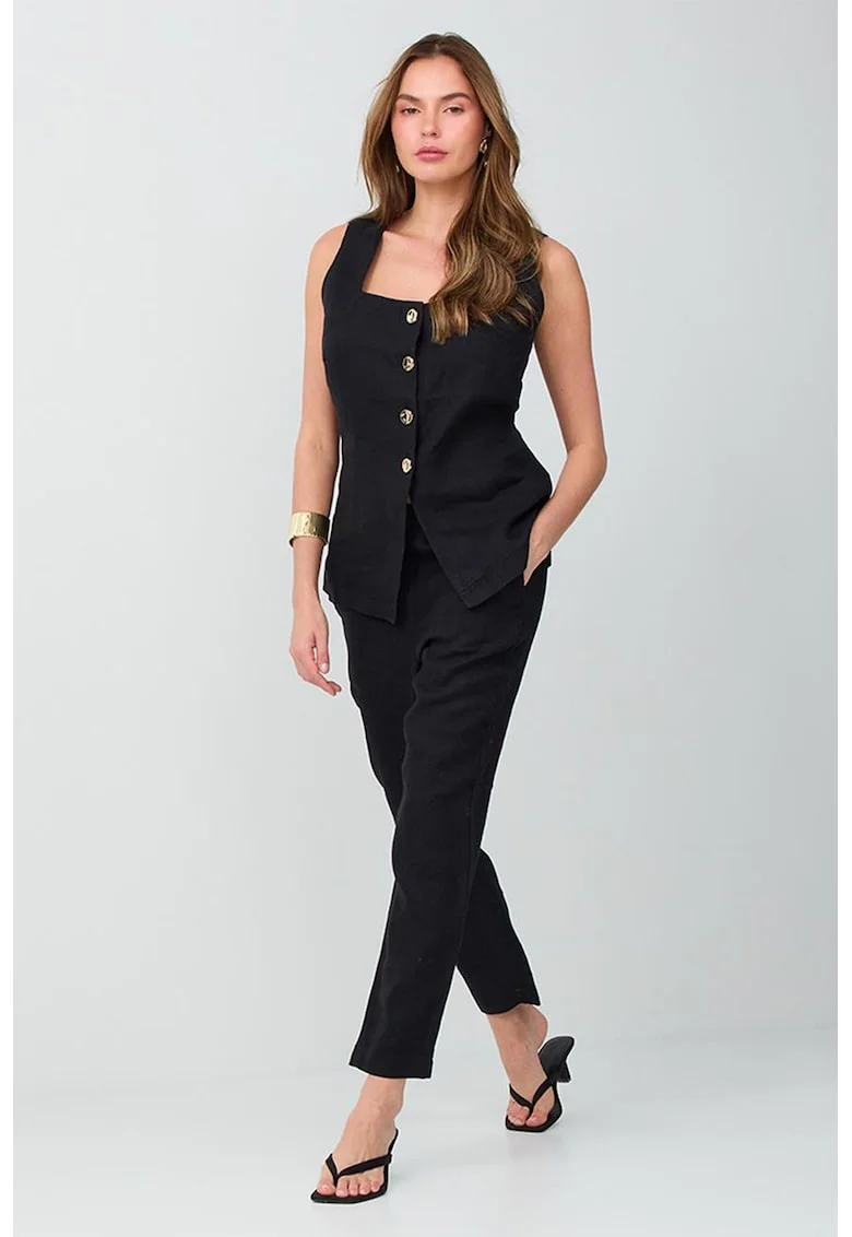 Pantaloni drepti de in, Negru