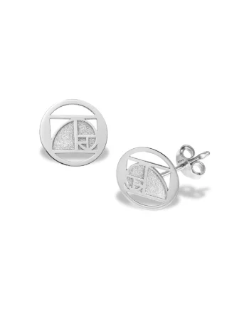 Cercei mini THE GOLDEN RATIO, aur alb 14K