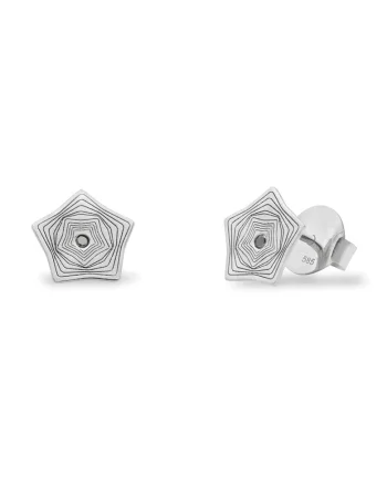 Cercei mini NORTHERN LIGHTS cu diamante negre, aur alb 14K
