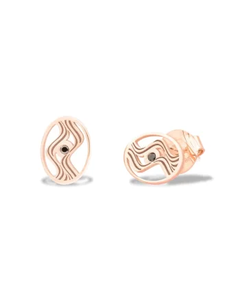 Cercei mini AURORA BOREALIS cu diamante negre, aur 14K