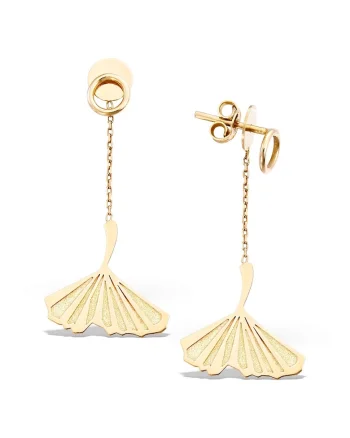 Cercei lungi PAGODA LEAVES, aur 14K