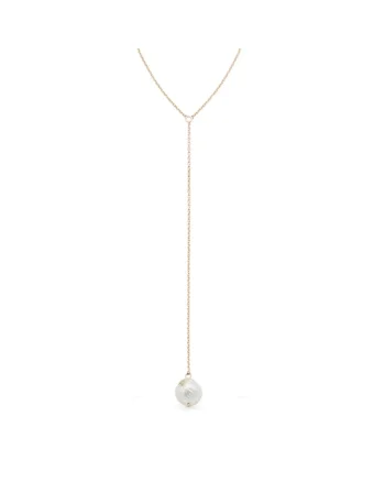 Colier lung Orient Touch cu perla baroque, aur 14k, Roz