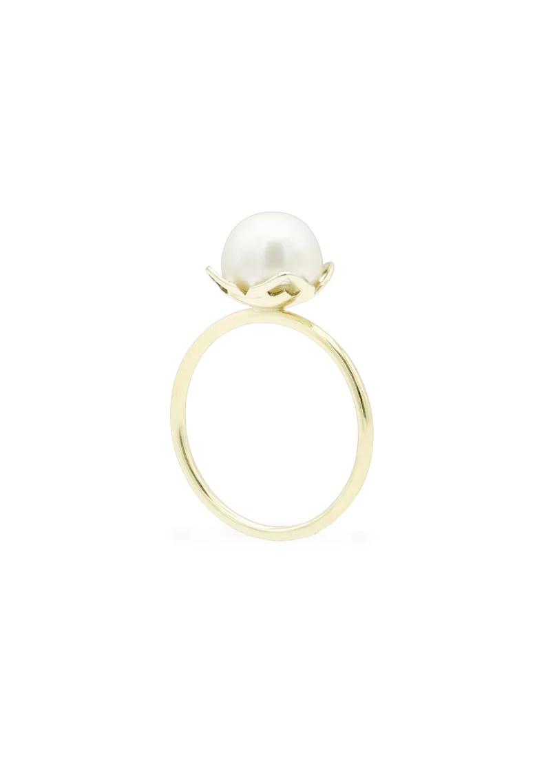 Inel JASMINE GARDEN cu perla veritabila de cultura, aur 14K - 51, Galben