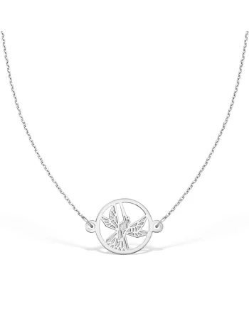 Colier la baza gatului COLIBRI, aur 14K, Alb
