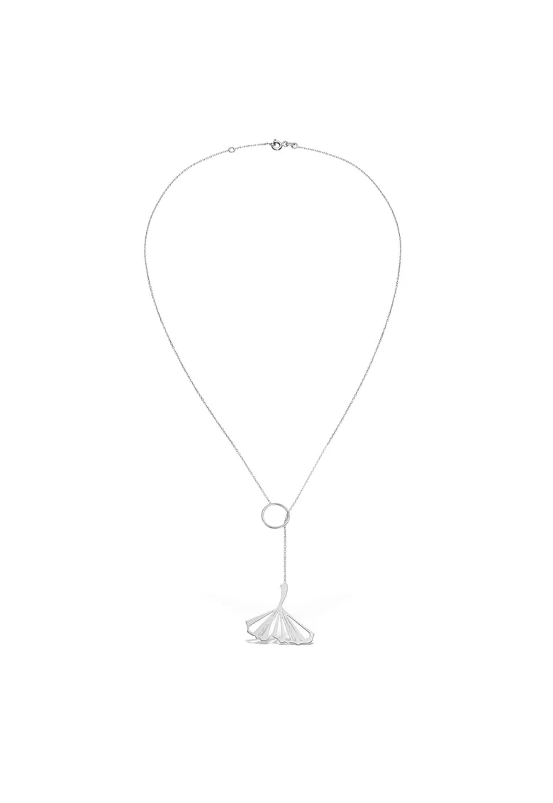 Colier lung PAGODA LEAF, aur 14K, Alb