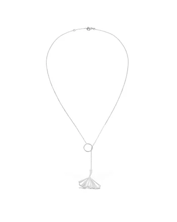Colier lung PAGODA LEAF, aur 14K, Alb