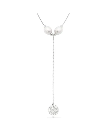 Colier lung cu perle de cultura DESERT WIND, aur 14K, Alb