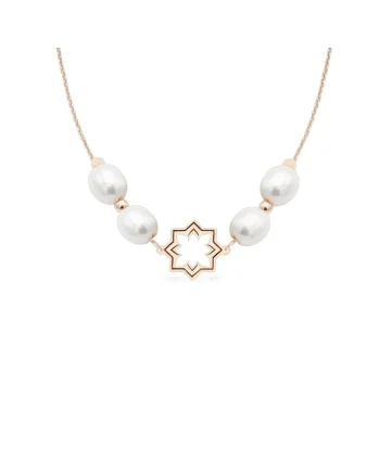 Colier la baza gatului cu perle veritabile de cultura PEARL OF SAMARKAND, aur 14K, Roz