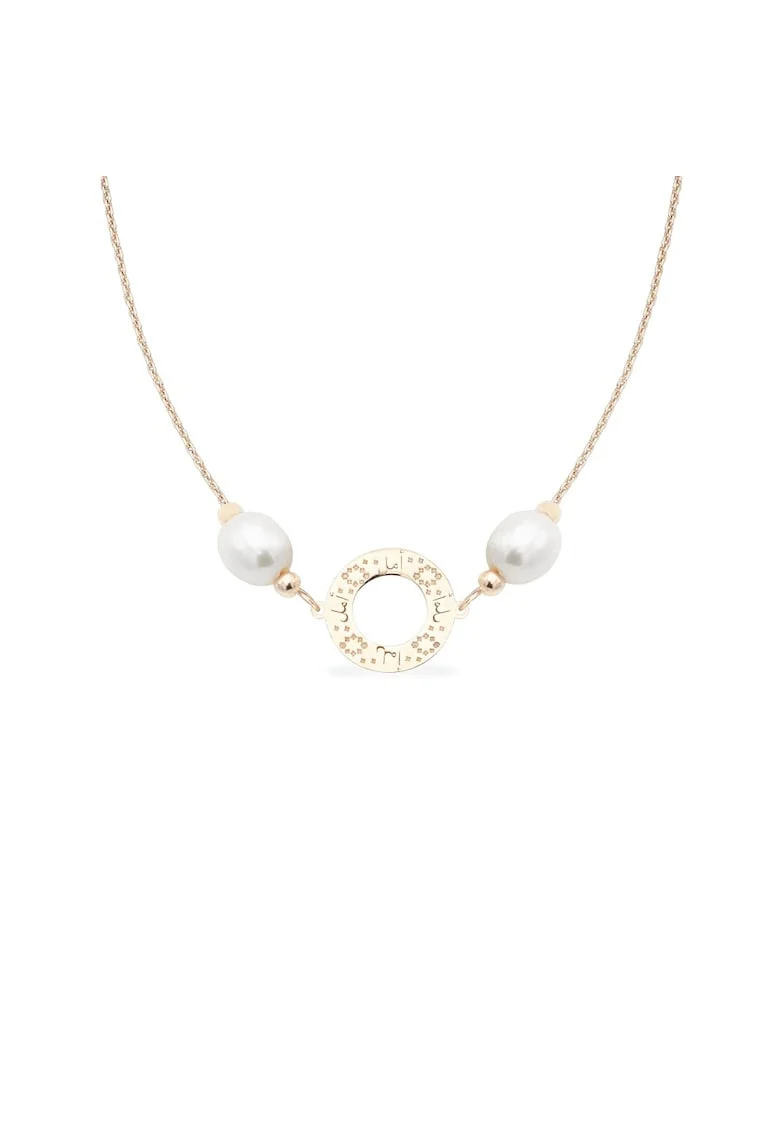 Colier la baza gatului PERSIAN NIGHTS cu perle veritabile de cultura, aur 14K, Roz