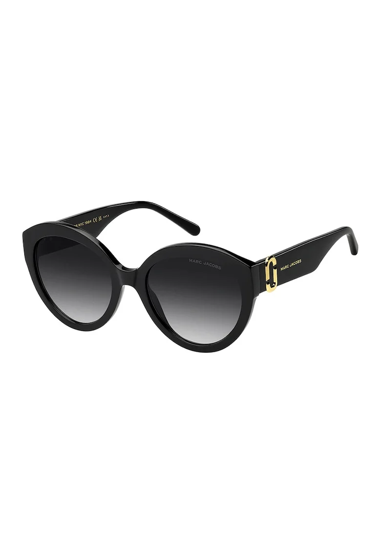 Ochelari de soare cat-eye cu imprimeu logo, Auriu/Negru