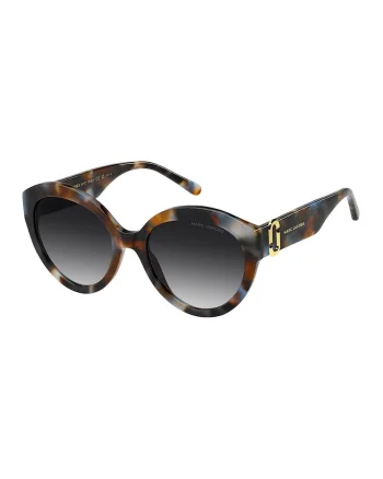 Ochelari de soare cat-eye cu imprimeu logo, Negru/Maro Siena/Albastru stins