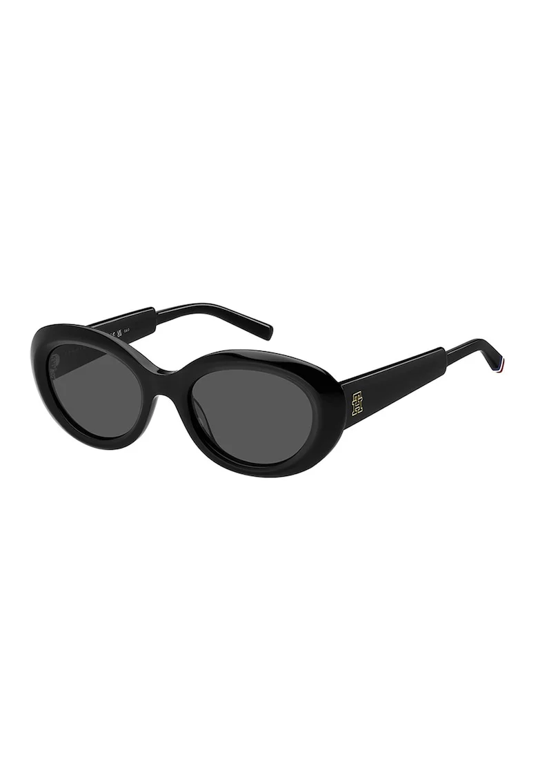 Ochelari de soare ovali cu rama subtire, Negru