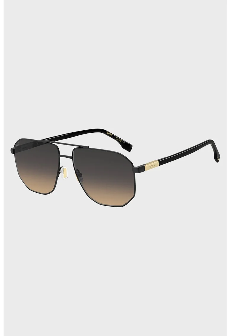 Ochelari de soare aviator cu lentile in degrade, Auriu/Negru stins