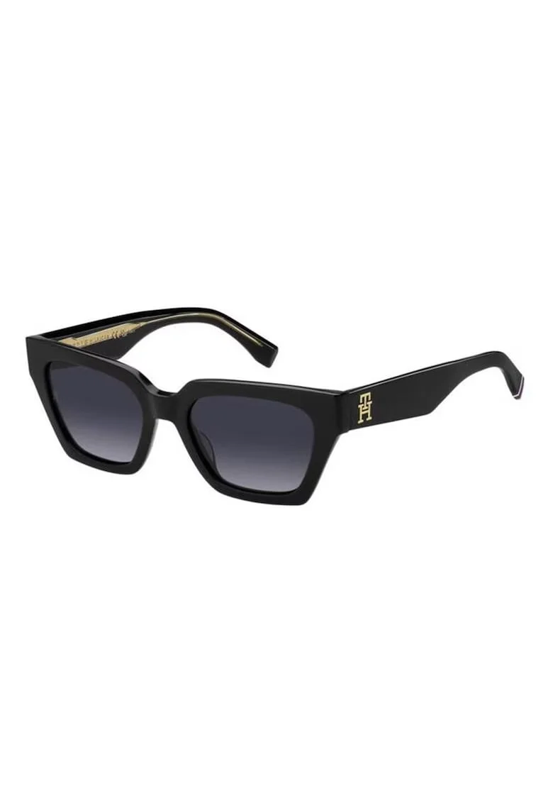 Ochelari de soare cat-eye cu lentile uni, Auriu/Negru