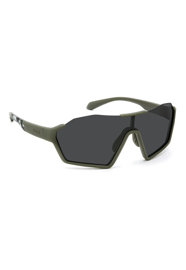 Ochelari de soare shield cu lentile polarizate, Verde masliniu inchis