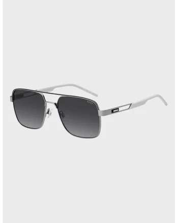 Ochelari de soare aviator cu aplicatie logo discreta, Alb/Negru/Argintiu