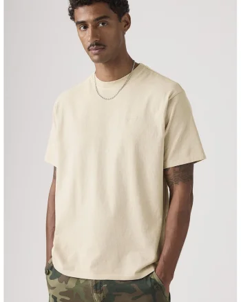 Tricou lejer din bumbac cu model in dungi Red Tab™, Maro nisip