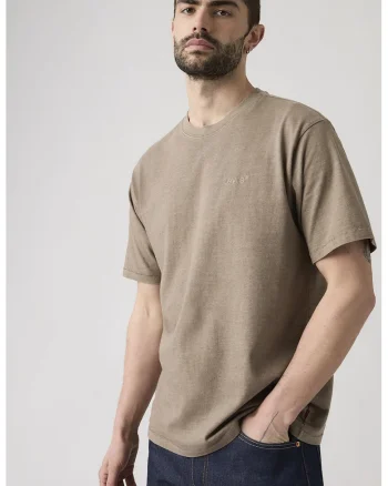 Tricou lejer din bumbac cu model in dungi Red Tab™, Maro taupe deschis