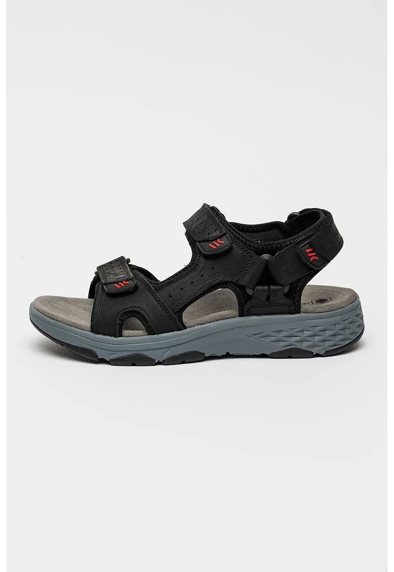 Sandale din piele cu inchidere velcro Maui, Negru