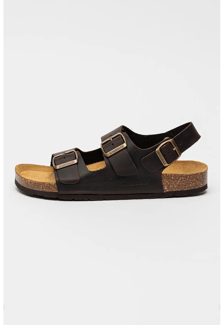 Sandale din piele Flint, Maro inchis