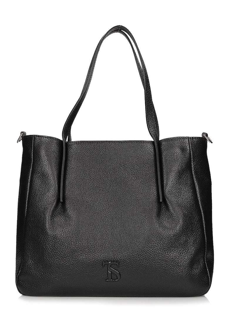 Geanta shopper din piele, Negru