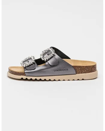 Papuci din piele cu talpa flatform Miuccia, Argintiu inchis