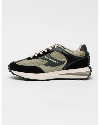 Pantofi sport Zone de plasa si piele intoarsa, Verde/Negru