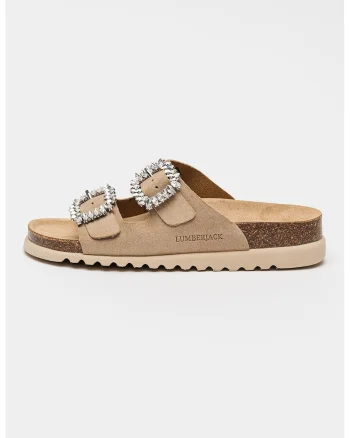 Papuci din piele intoarsa cu talpa flatform Miuccia, Bej deschis