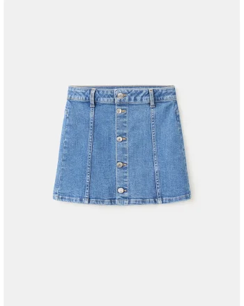 Fusta scurta din denim cu nasturi, Albastru