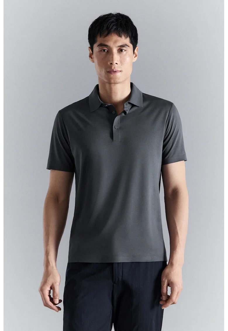 Tricou polo slim fit, Gri inchis