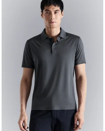 Tricou polo slim fit, Gri inchis