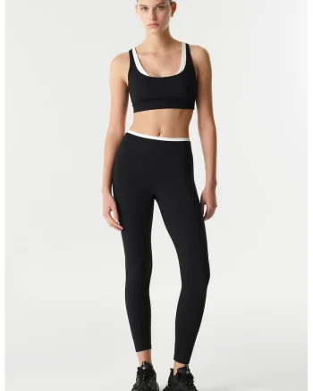 Colanti crop cu talie inalta, Negru