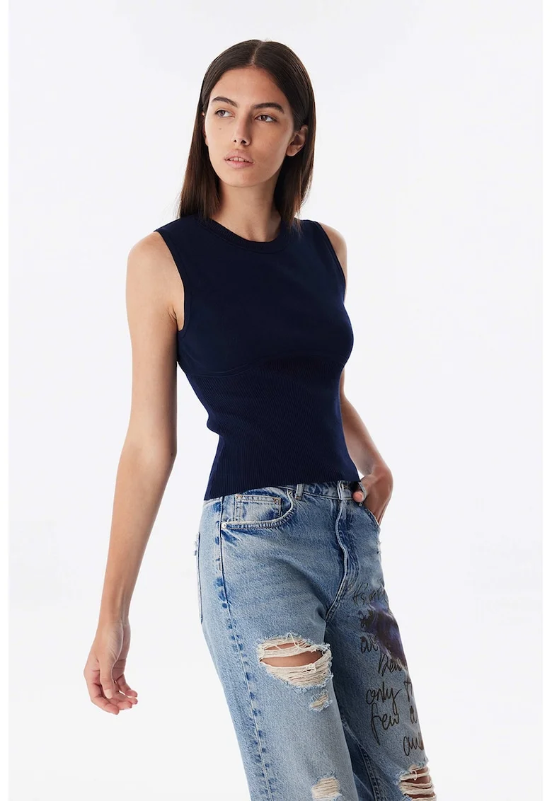 Pulover slim-fit fara maneci, Albastru ultramarin