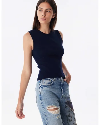 Pulover slim-fit fara maneci, Albastru ultramarin