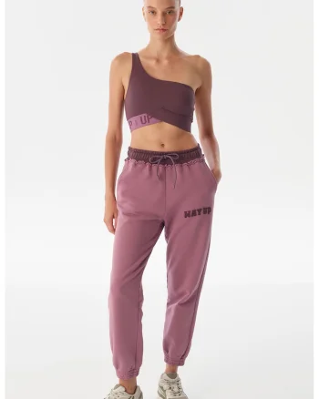 Pantaloni de trening regular-fit din bumbac, Rosu prafuit