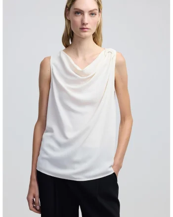 Bluza uni cu decolteu rotund, Alb