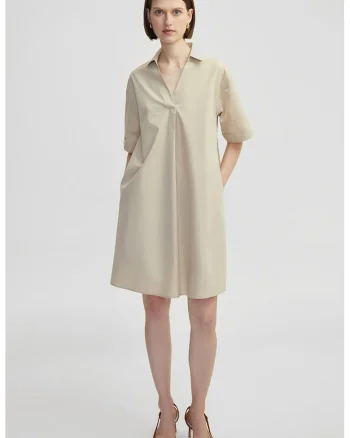 Rochie lejera cu maneci scurte, Bej