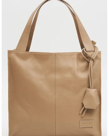 Geanta tote din piele, Bej