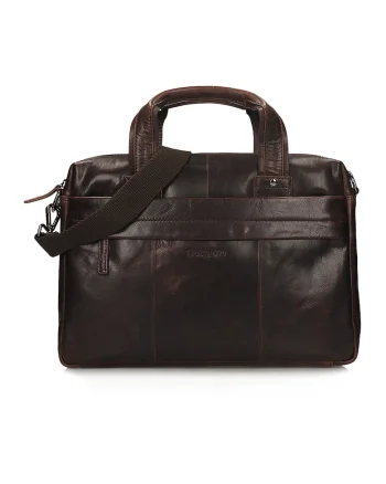 Geanta messenger din piele cu model uni, Maro cognac