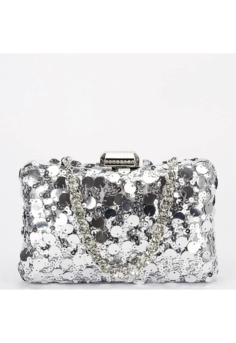 Geanta clutch arginite cu paiete BYH-896 05 20255, Argintiu
