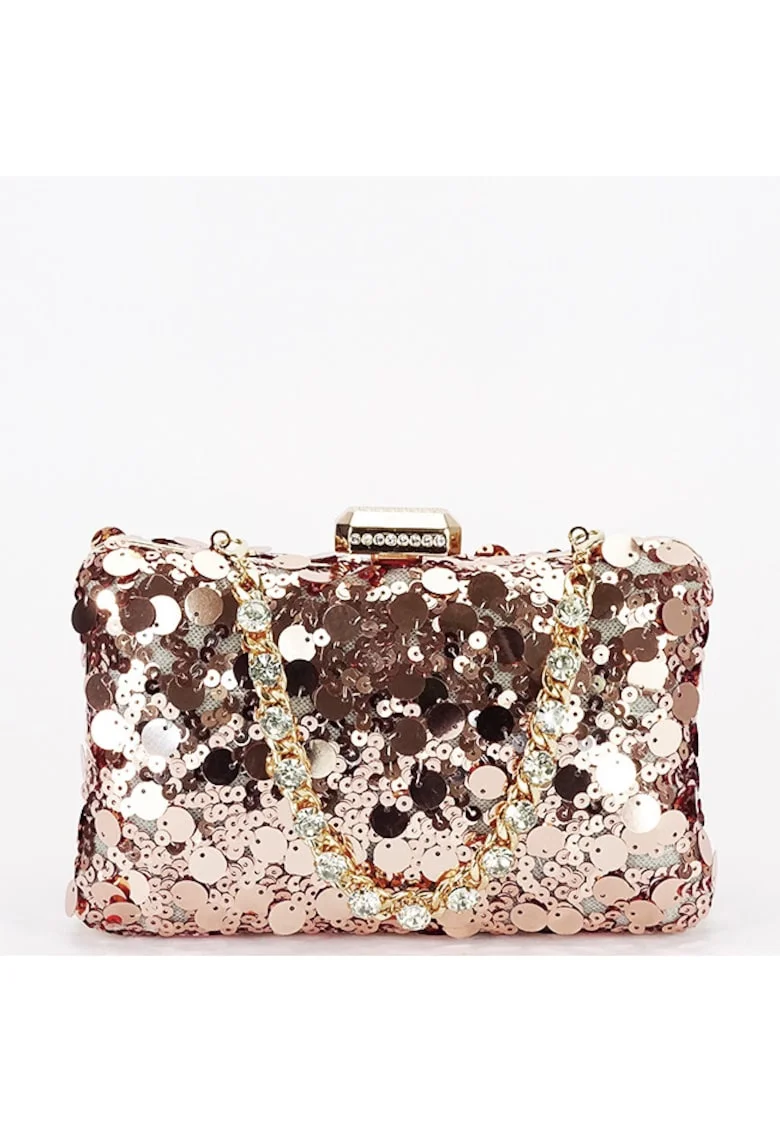 Geanta clutch champagne cu paiete BYH-896 05 20254, Sampanie