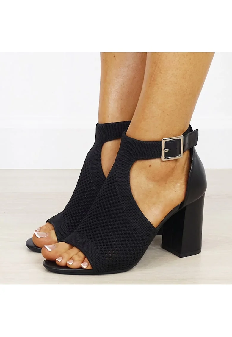 Sandale negre elegante cu design impletit 8753 M12 20434, Negru